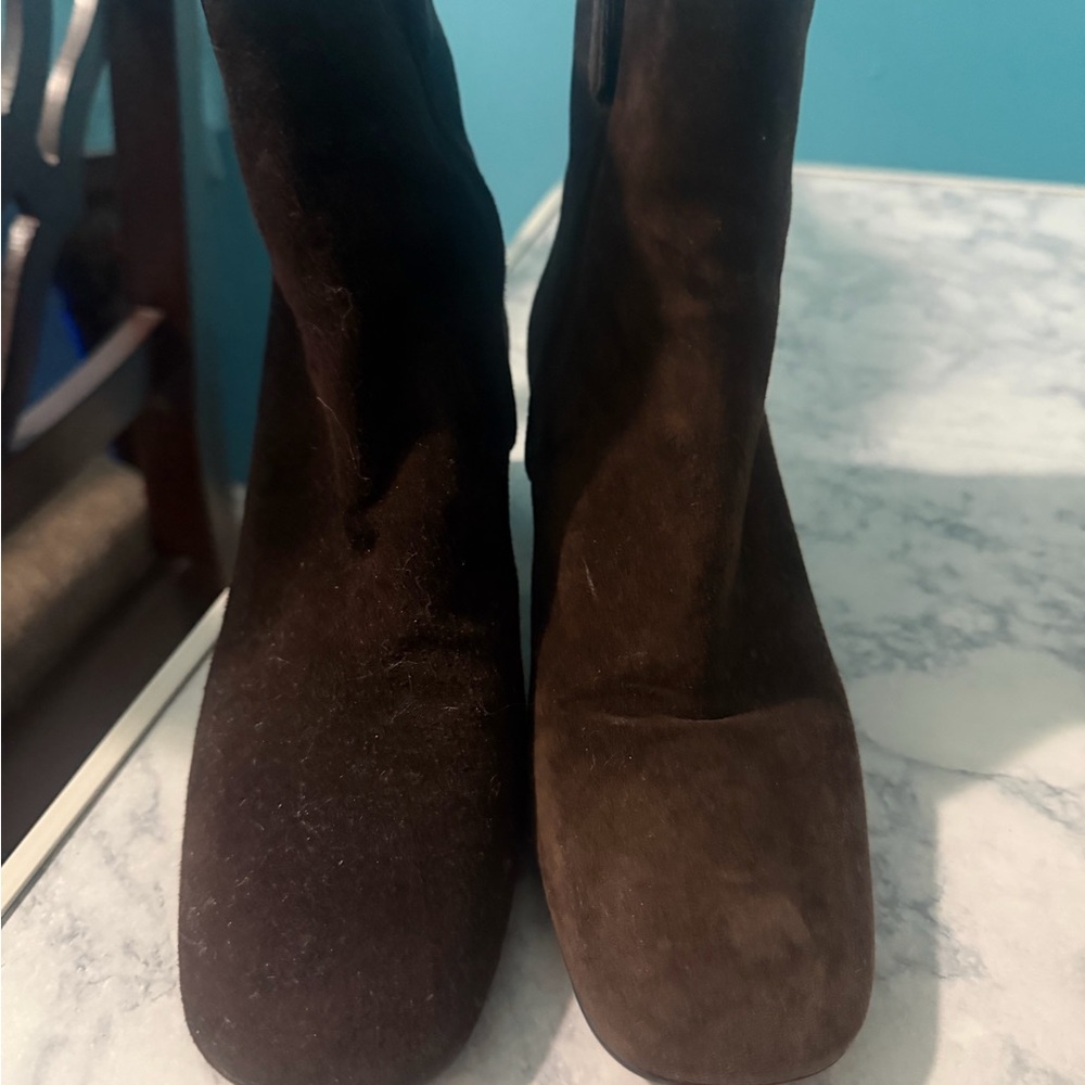 Prada Brown Suede Ankle Booties